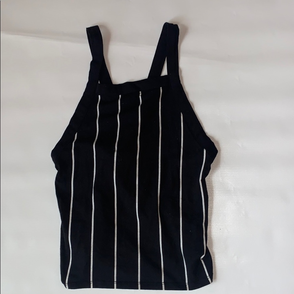 Black and white striped crop